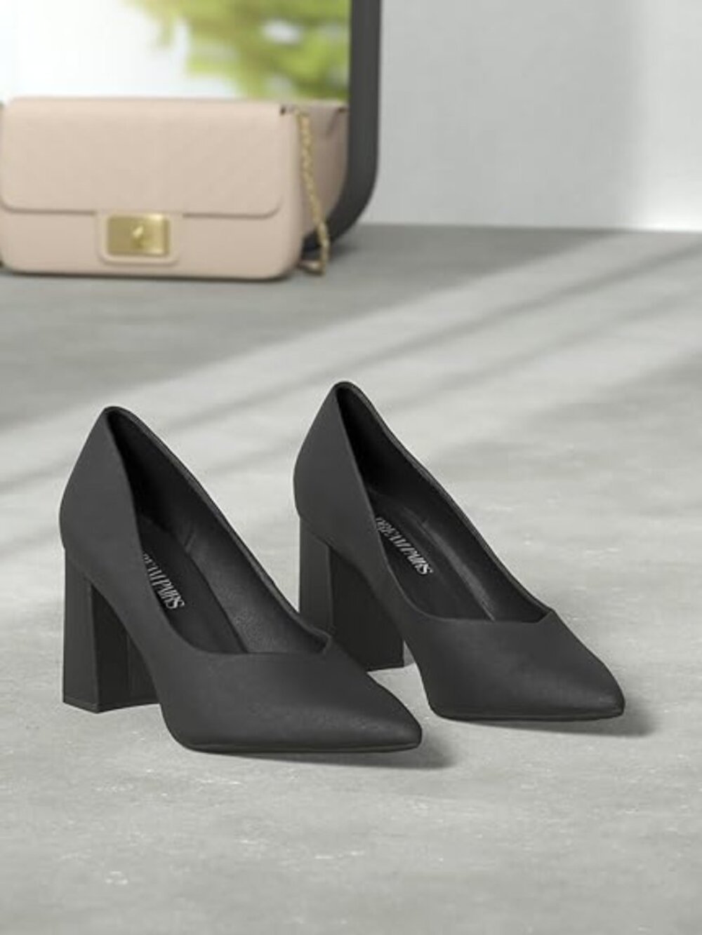 Women’s High Chunky Closed Toe Block Heels Pointed Toe Wedding Party Elegant Sli